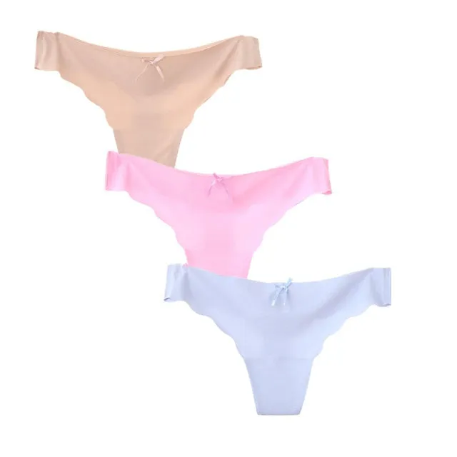 3pcs/lot Seamless Panties Ladies Thong Low Waist Women Sexy G String Solid Underwear