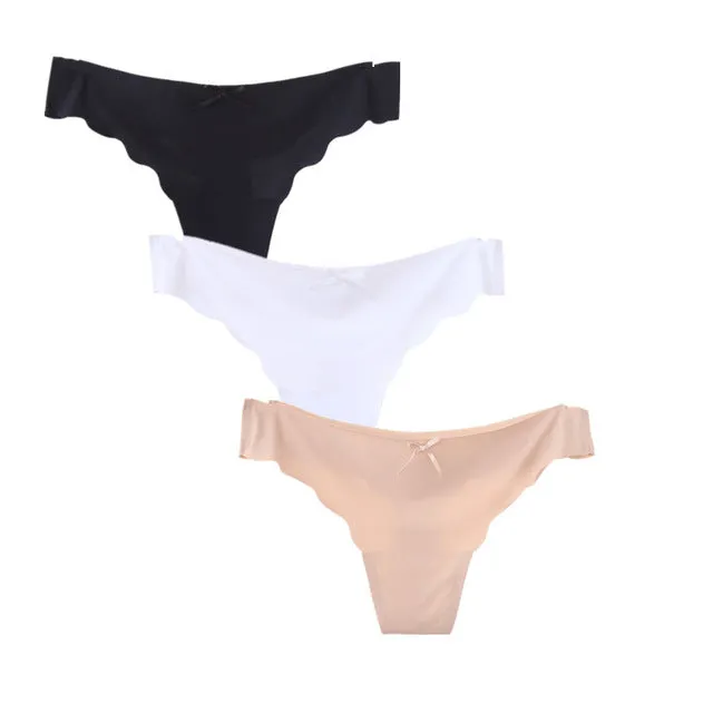 3pcs/lot Seamless Panties Ladies Thong Low Waist Women Sexy G String Solid Underwear