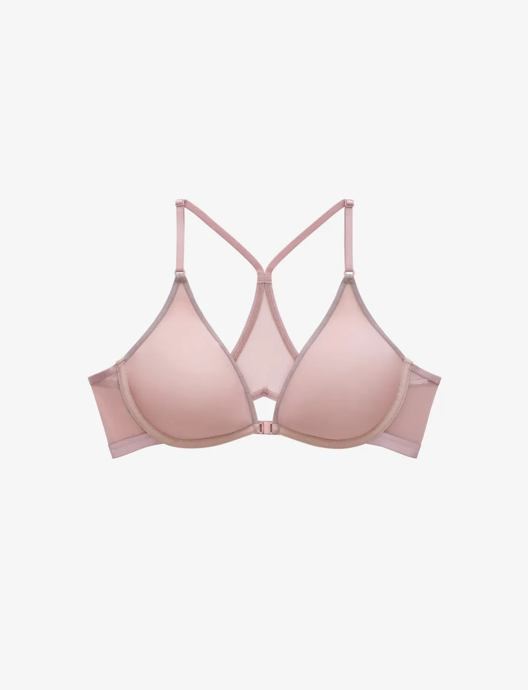 Bare Mesh Front Close Racerback Bra