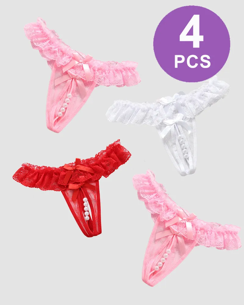 Beaded Lace Crotchless Panty