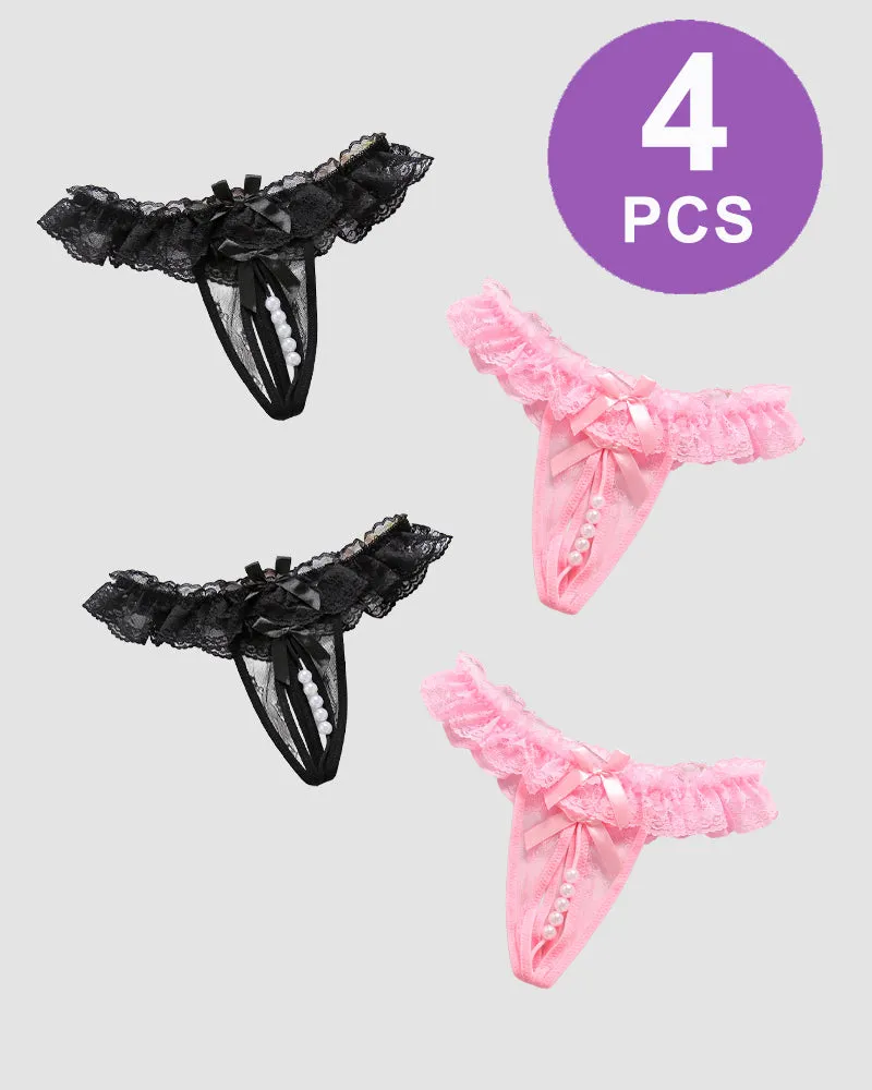Beaded Lace Crotchless Panty