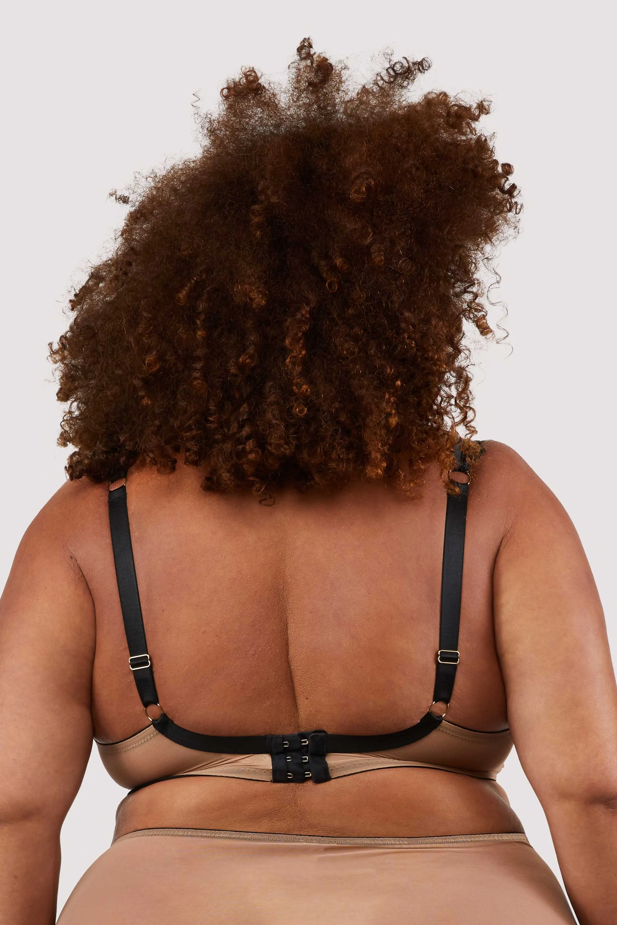 Clara Latte And Black Lace Harness and Bra