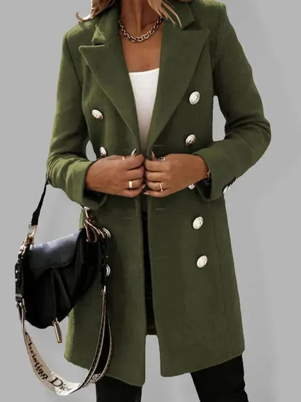 Double-Breasted Women Woolen Coat