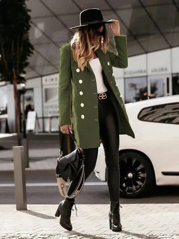 Double-Breasted Women Woolen Coat