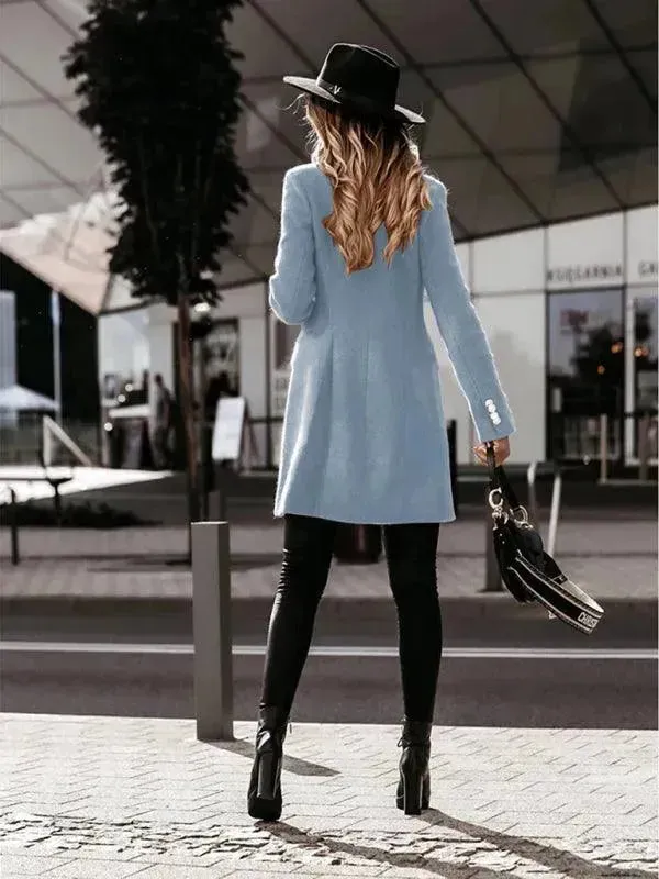 Double-Breasted Women Woolen Coat