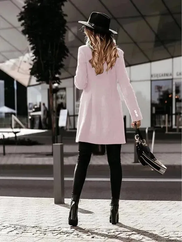 Double-Breasted Women Woolen Coat