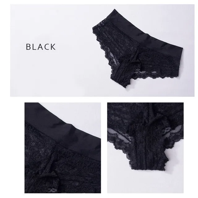 DULASI Sexy Lace Transparent Women's pants Low Waist Cotton Crtoch Briefs Underwear Women Soft and Breathable G-String Lingerie