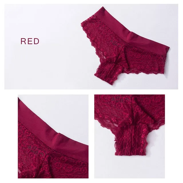 DULASI Sexy Lace Transparent Women's pants Low Waist Cotton Crtoch Briefs Underwear Women Soft and Breathable G-String Lingerie