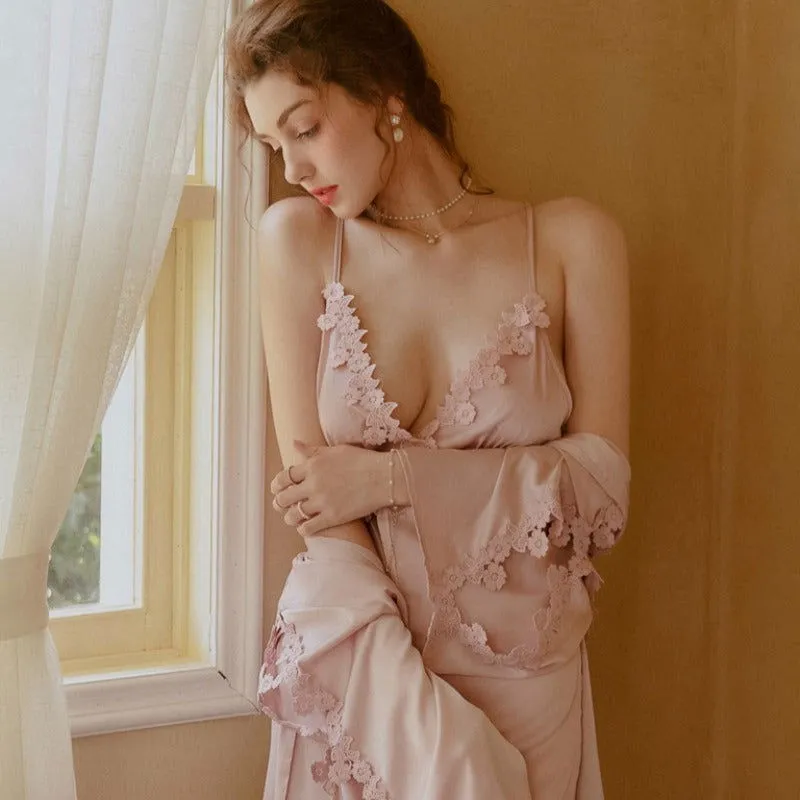 Embroidered Silky Robe
