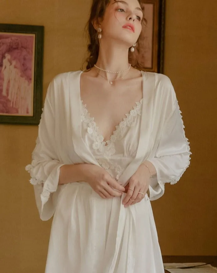 Embroidered Silky Robe
