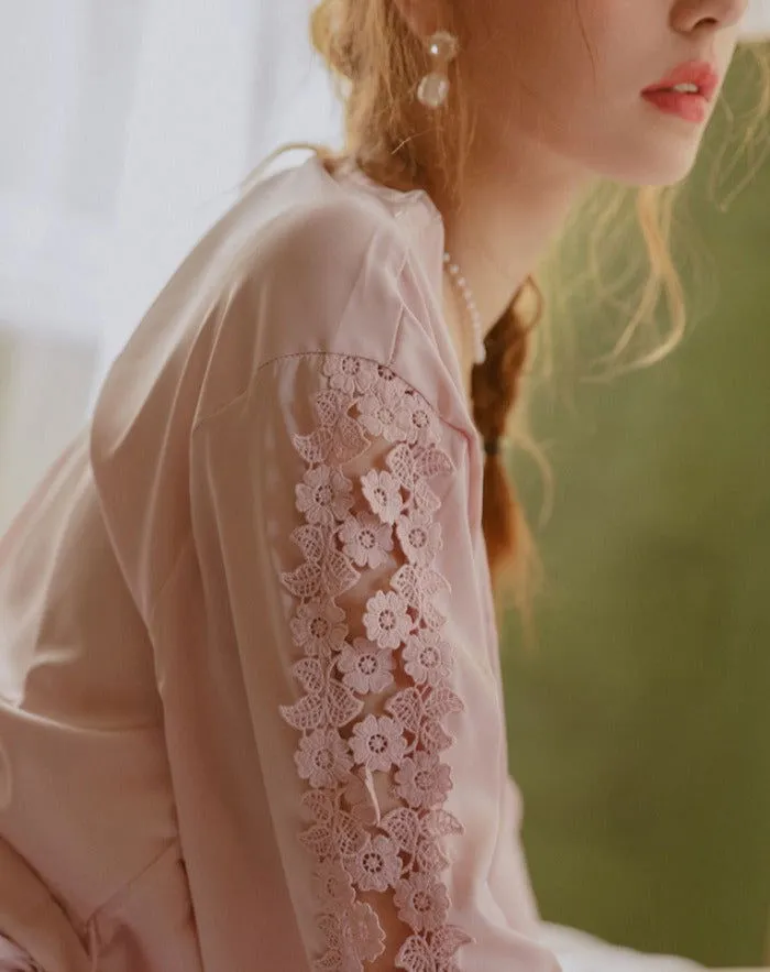 Embroidered Silky Robe