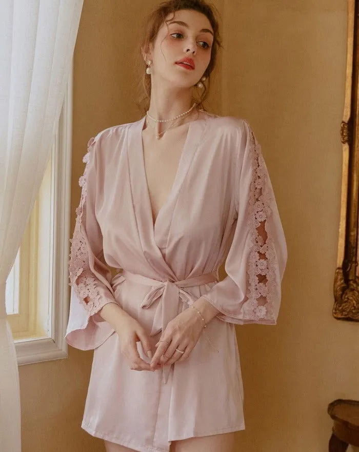 Embroidered Silky Robe
