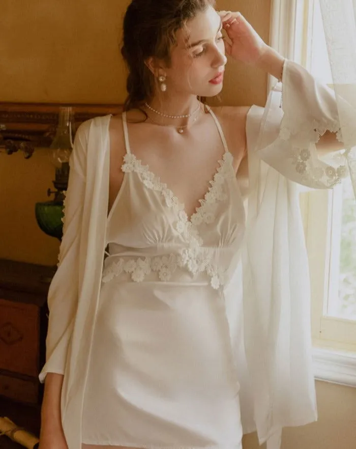 Embroidered Silky Robe