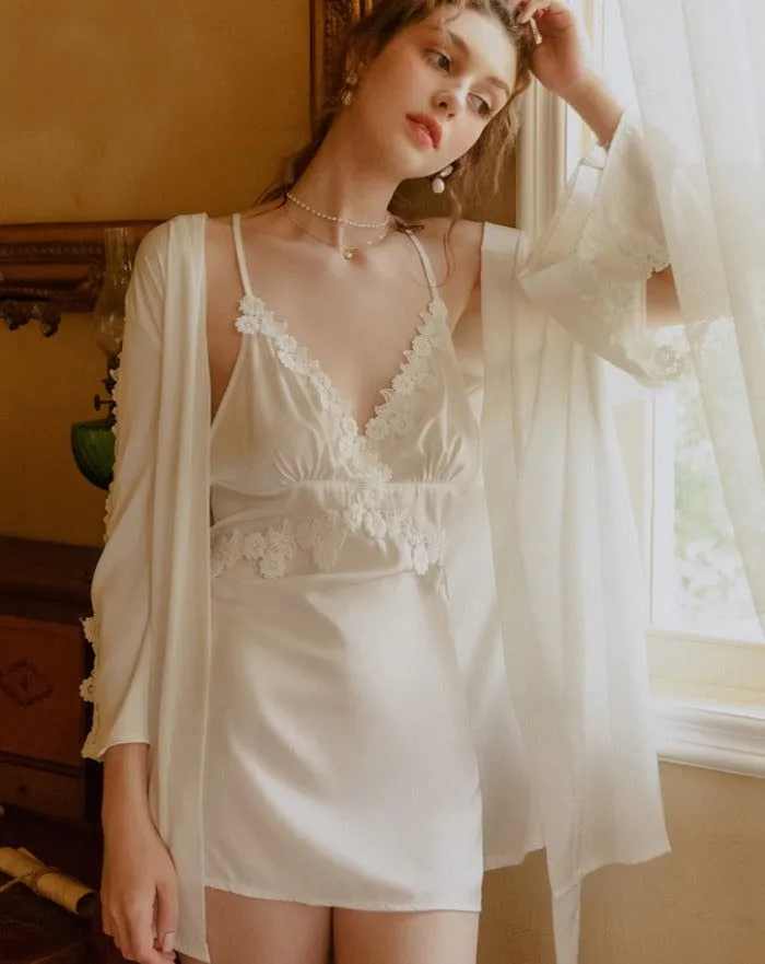 Embroidered Silky Robe