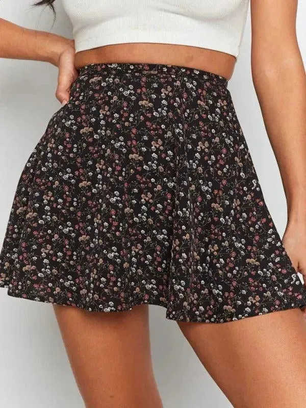 Floral Chiffon Mini Umbrella Skirt