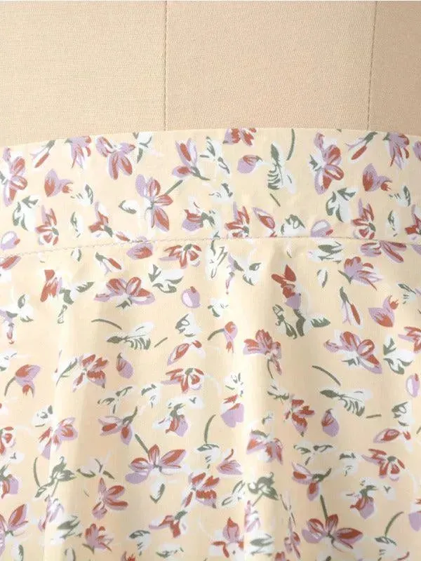 Floral Chiffon Mini Umbrella Skirt