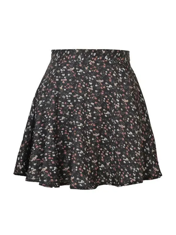 Floral Chiffon Mini Umbrella Skirt