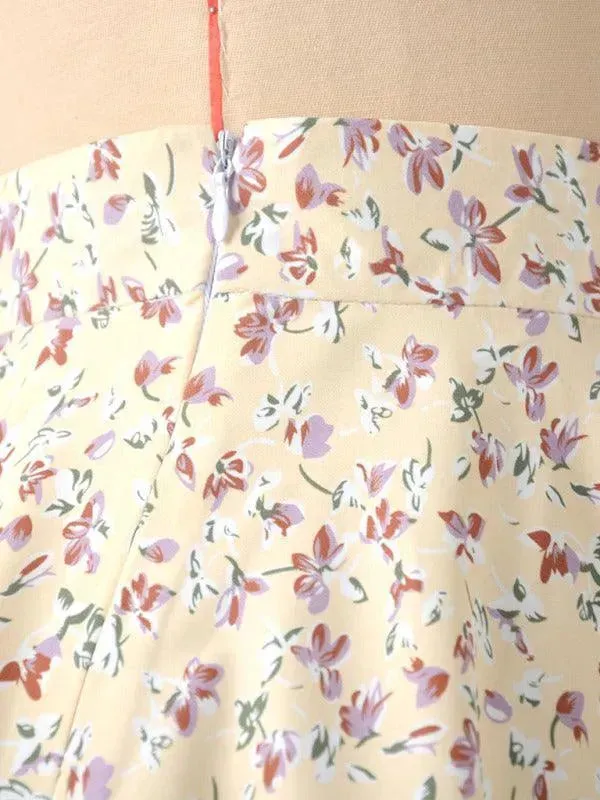 Floral Chiffon Mini Umbrella Skirt