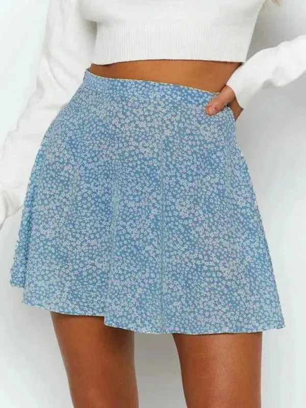 Floral Chiffon Mini Umbrella Skirt
