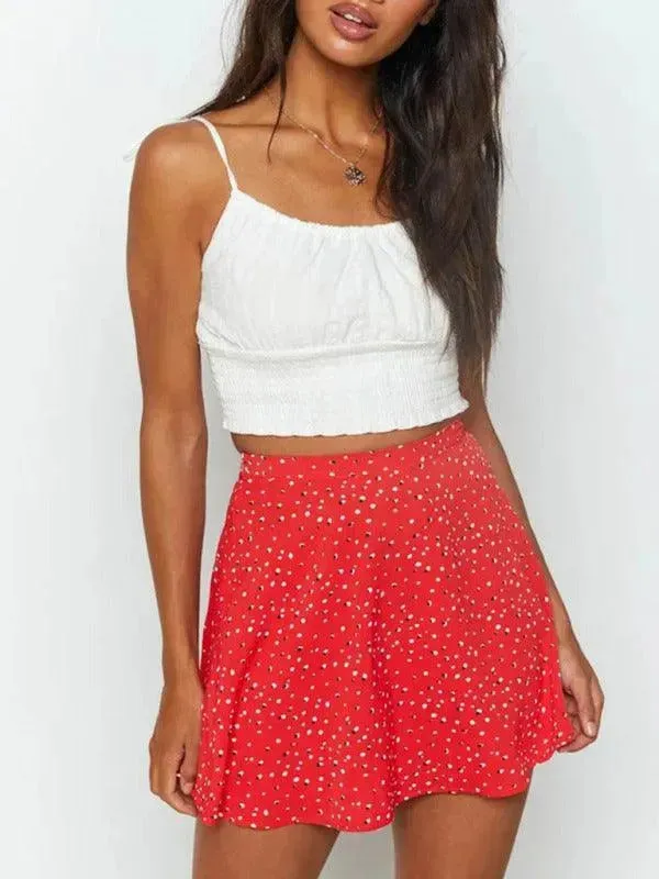 Floral Chiffon Mini Umbrella Skirt