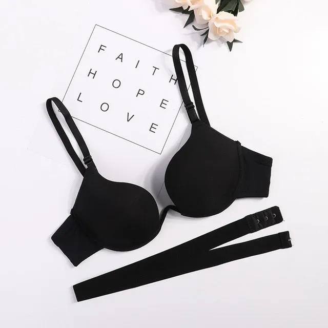 Japanese Style Deep V Push Up Bra Strapless Underwire Underwear Women Sexy Soutien Gorge Thin Half Cup Lingerie Beauty Back Hot
