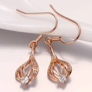 Jewelry lantern drop earrings 18k GP Zircon earing brincosSKGE 1 ELY