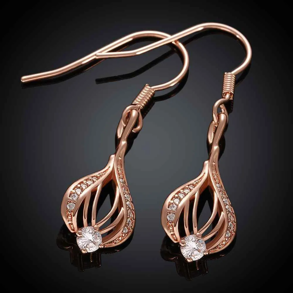 Jewelry lantern drop earrings 18k GP Zircon earing brincosSKGE 1 ELY