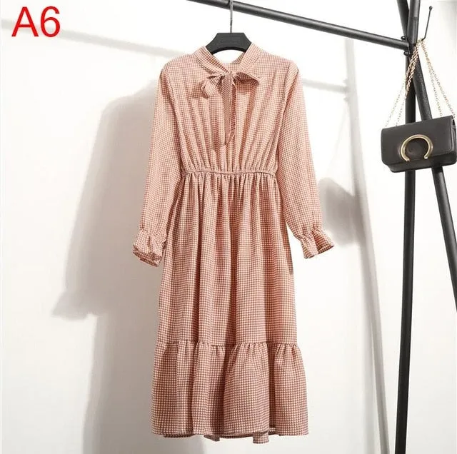 Korean Black Shirt Vestidos Office Polka Dot Vintage Autumn Dresses Women Dresss Pring 2019 Midi Floral Long Sleeve Dress Female