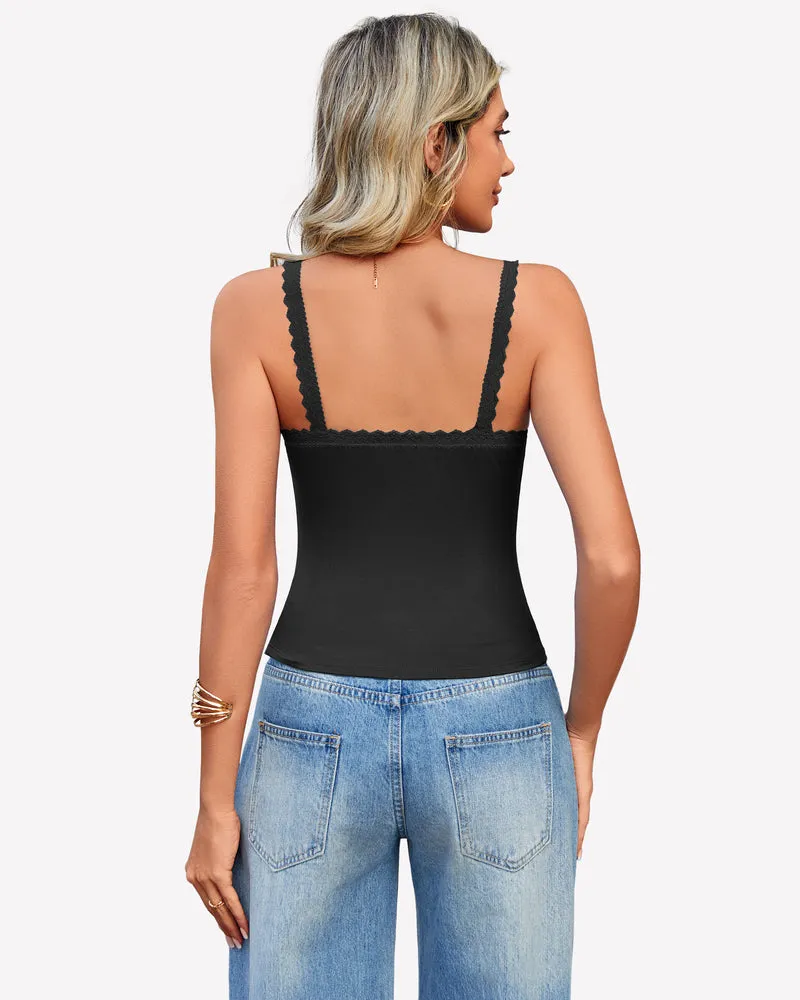 Lace Tank Top Y2k Square Neck Undershirts