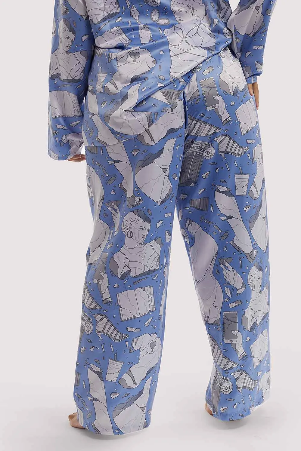 Logan Spector Recycled Blue Statues Satin Trousers