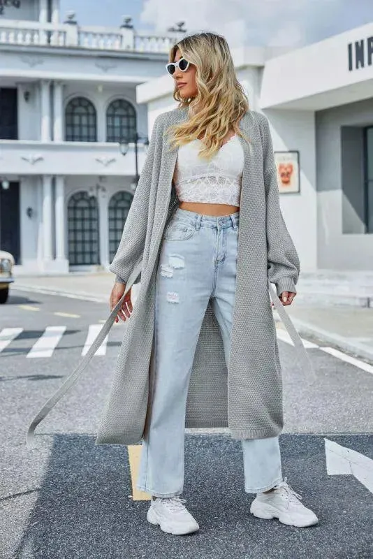 Long Loose Strappy Cardigan Sweater