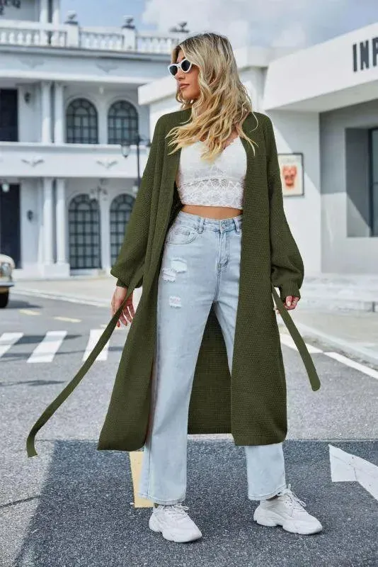 Long Loose Strappy Cardigan Sweater