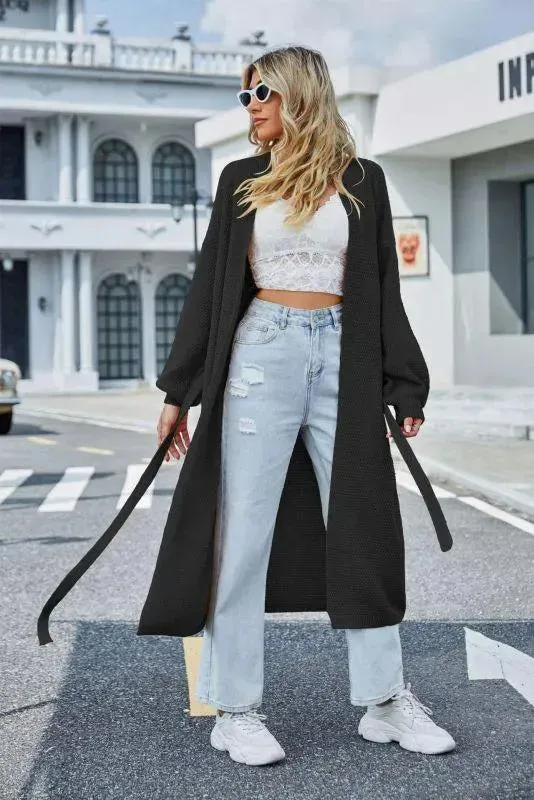 Long Loose Strappy Cardigan Sweater
