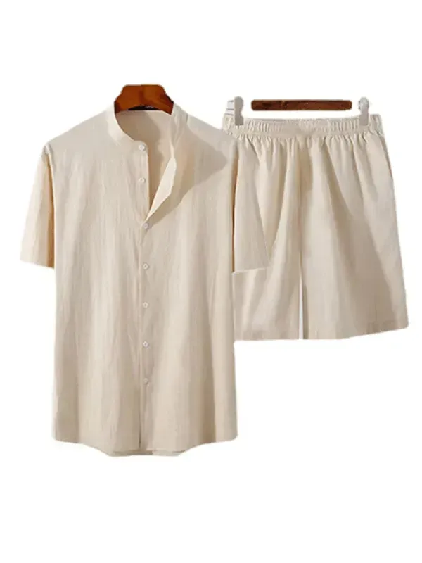Men Casual Button-Down Summer Shorts Set
