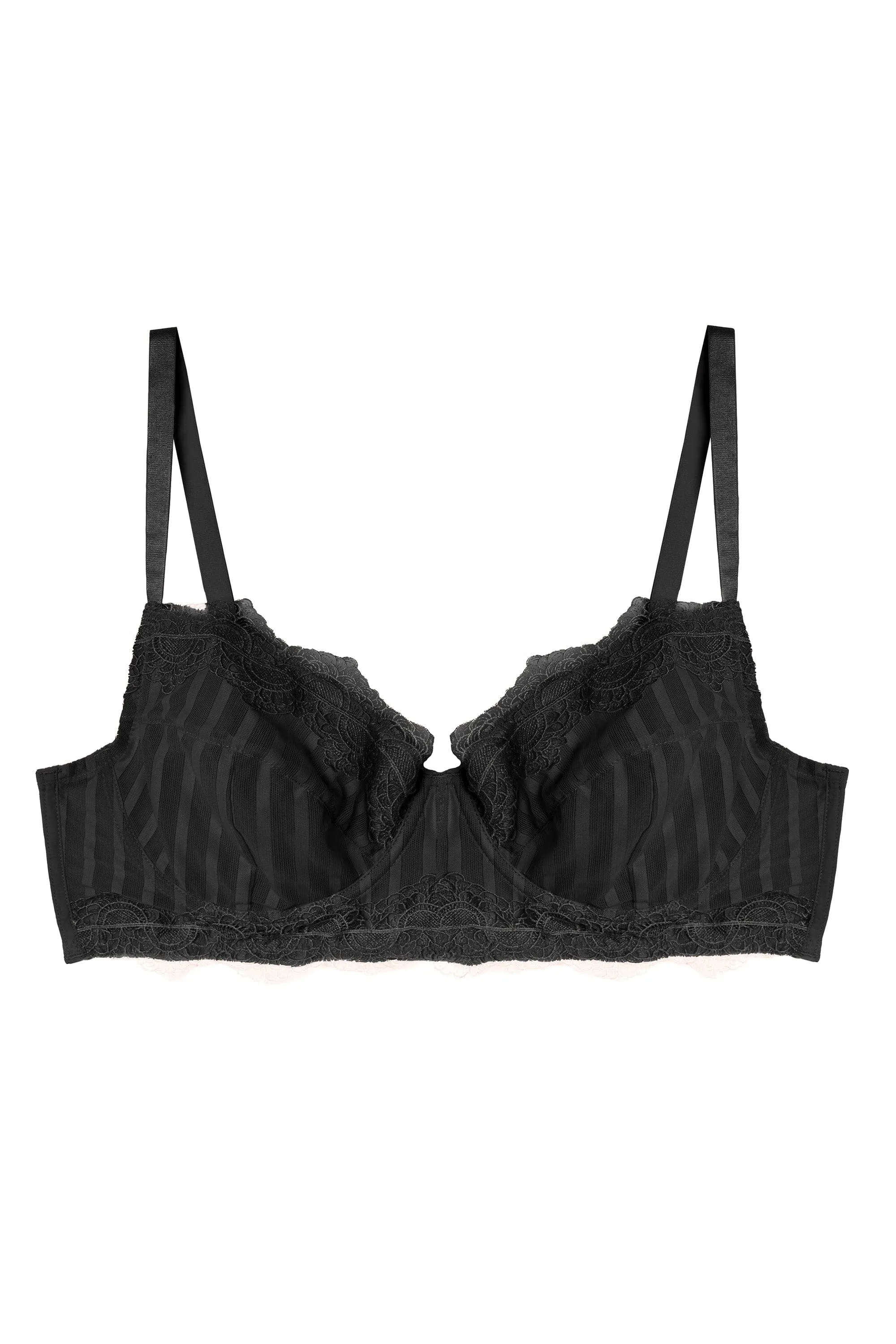 Presley Black Stripe And Lace Trim Bra