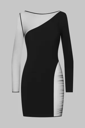 "Nuit Fauve" Long Sleeve Asymmetric Dress