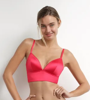 Red satin microfiber push-up triangle bra Dim Chri