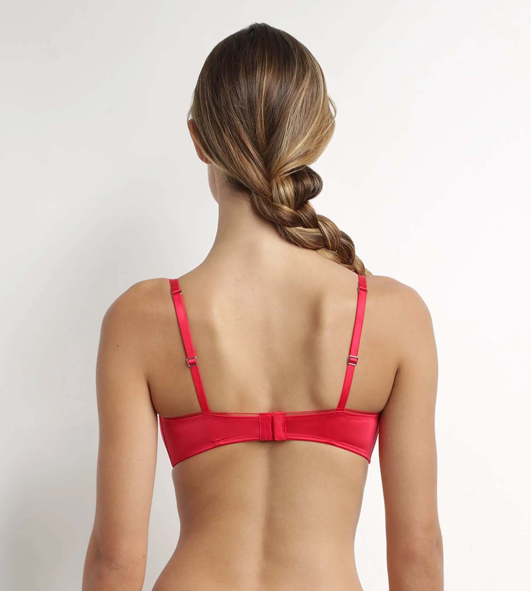 Red satin microfiber underwired bandeau bra Dim Chri
