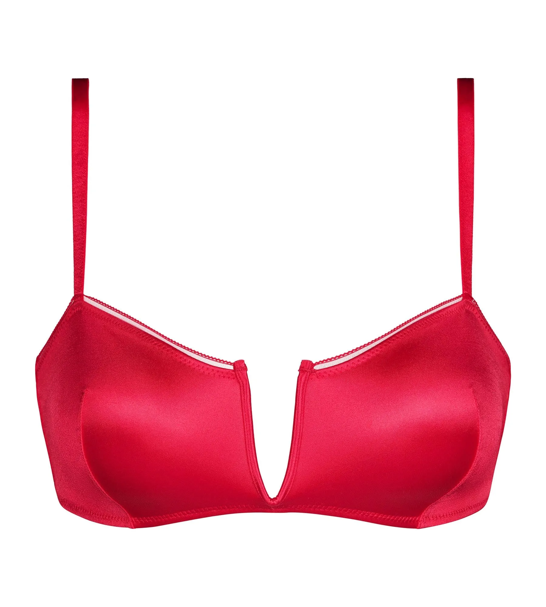 Red satin microfiber underwired bandeau bra Dim Chri