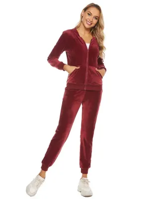 Relaxed Women Casual Velvet Two-Piece Set