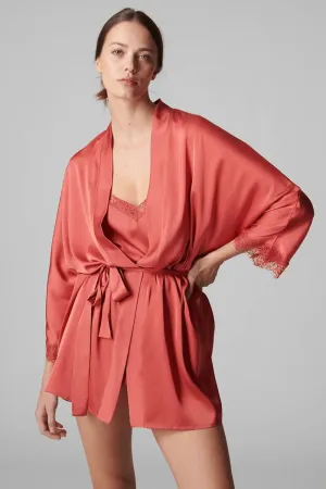 Satin Secrets Kimono in Quartz Pink