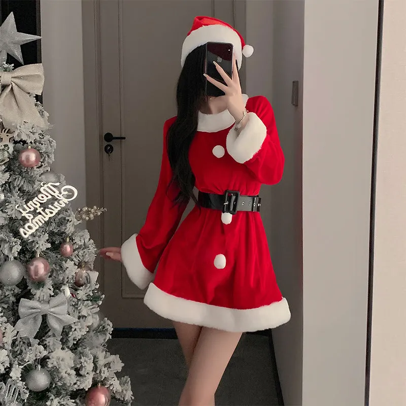 SD-6218 Christmas Slim Fit Sexy Suspender Velvet Uniform Suit