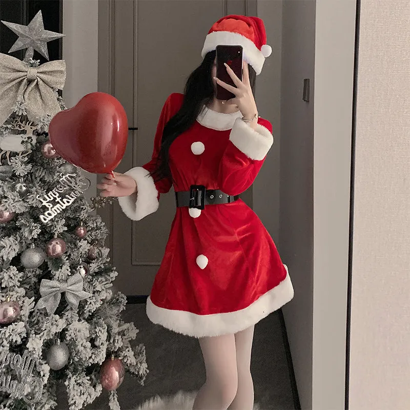 SD-6218 Christmas Slim Fit Sexy Suspender Velvet Uniform Suit