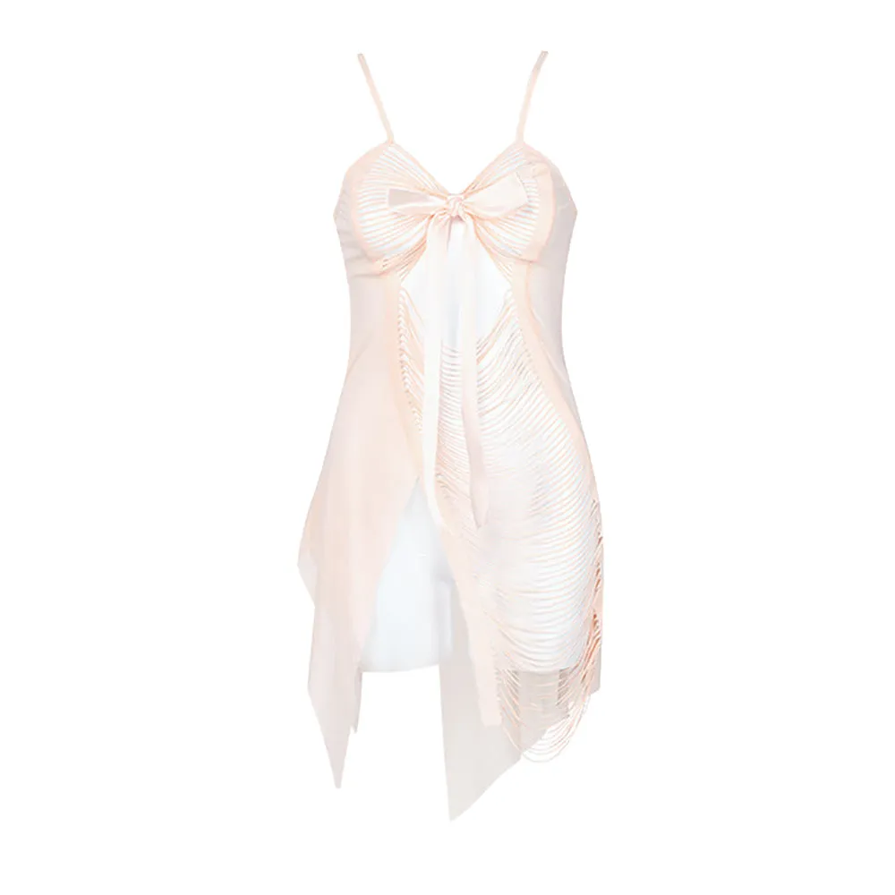 Sexy Fringed Bowknot Chemise Set