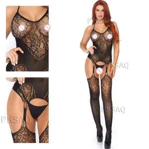 Sexy V-Neck Costumes catsuit underwear Erotic Open Crotch Bodystocking Teddy Lingerie Crotchless BabyDoll lingerie porno for sex