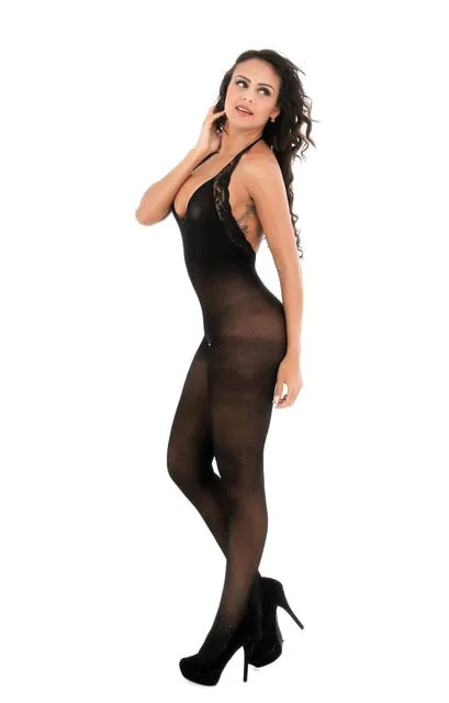 Sexy V-Neck Costumes catsuit underwear Erotic Open Crotch Bodystocking Teddy Lingerie Crotchless BabyDoll lingerie porno for sex
