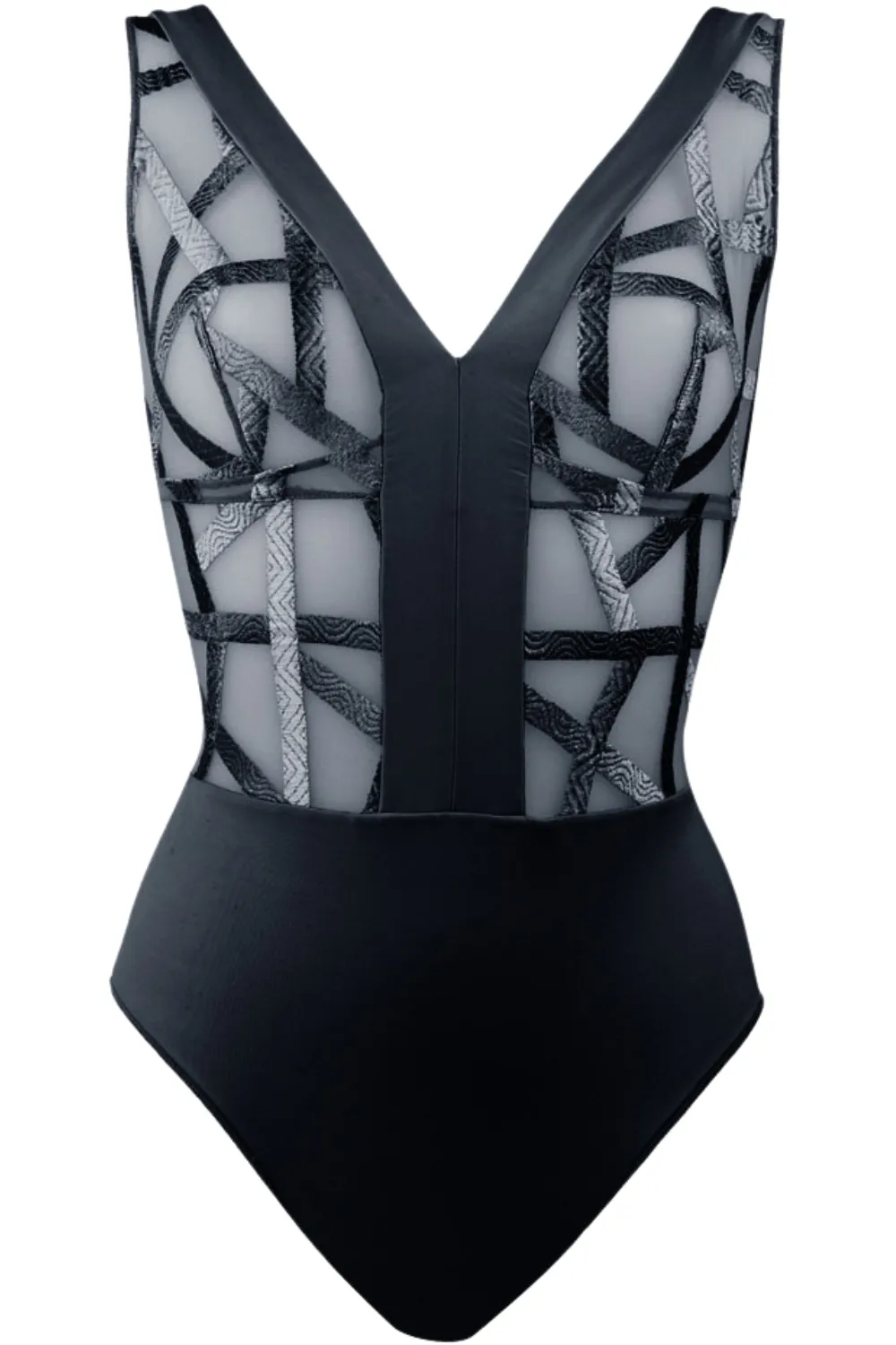 Srie V Neckline Embroidery Bodysuit