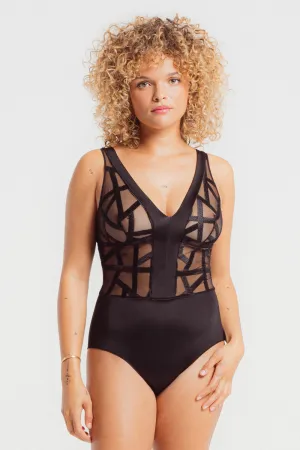 Srie V Neckline Embroidery Bodysuit