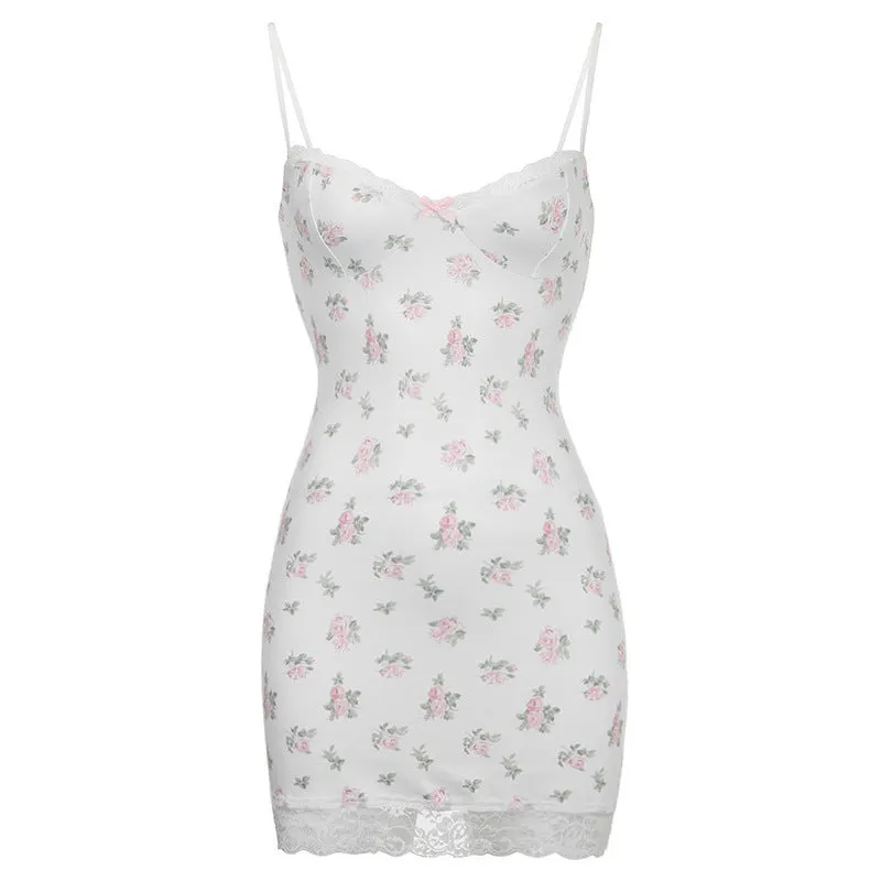 T-8898 Floral contrasting lace stitching sexy low cut pure lust suspenders wrap hips sexy pajamas