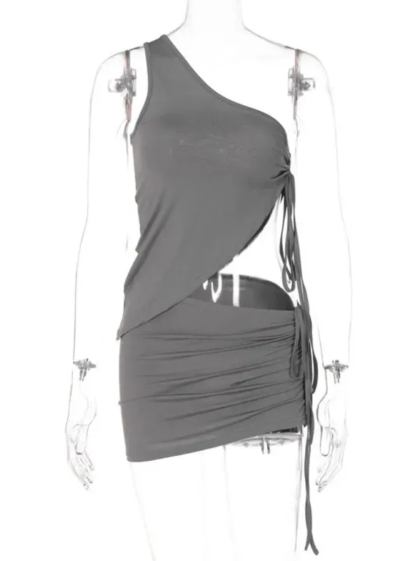 Trendy Women Casual Ruched Two-Piece Skirt Set